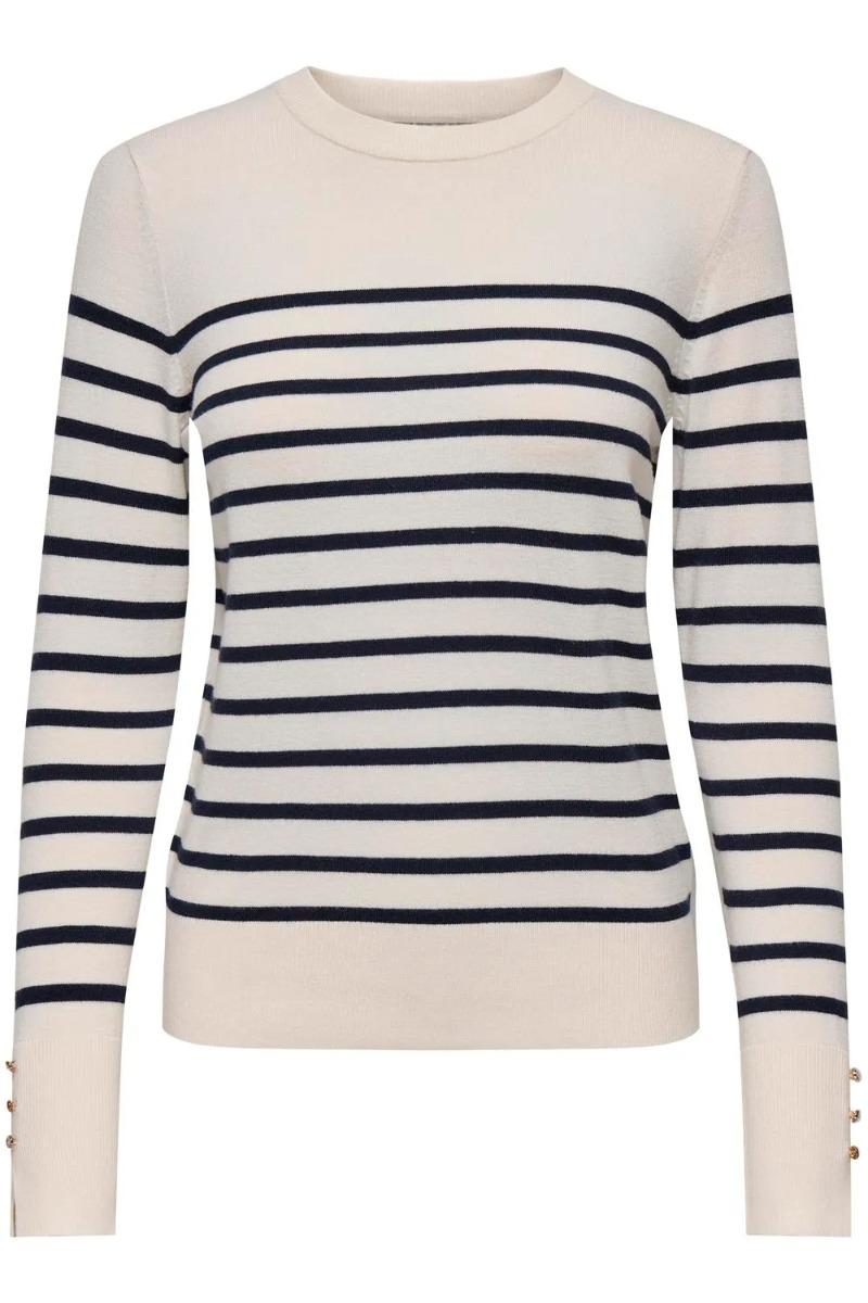 Strik Malou L S On Button Pullover Eggnog fra Jdy