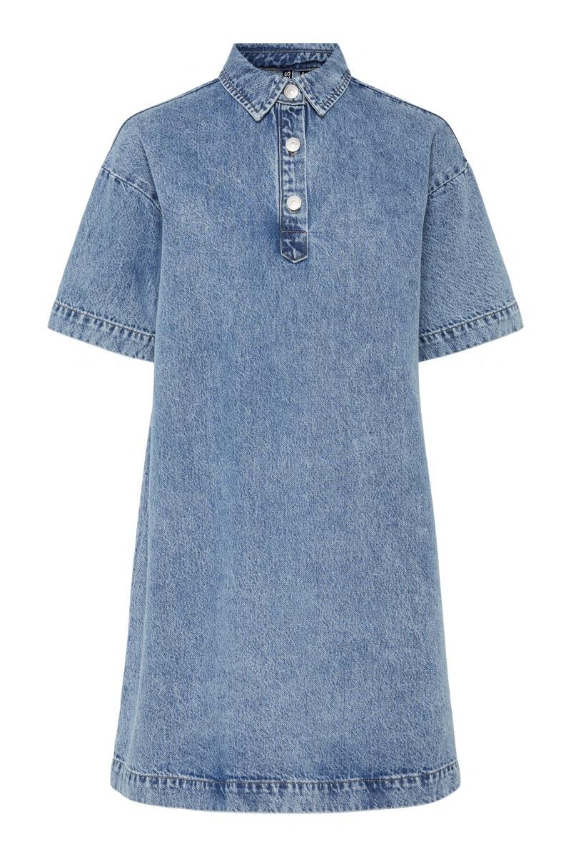 Kjole   Kenya Ss A Shape Denim Dress   Medium Blue Denim fra Pieces