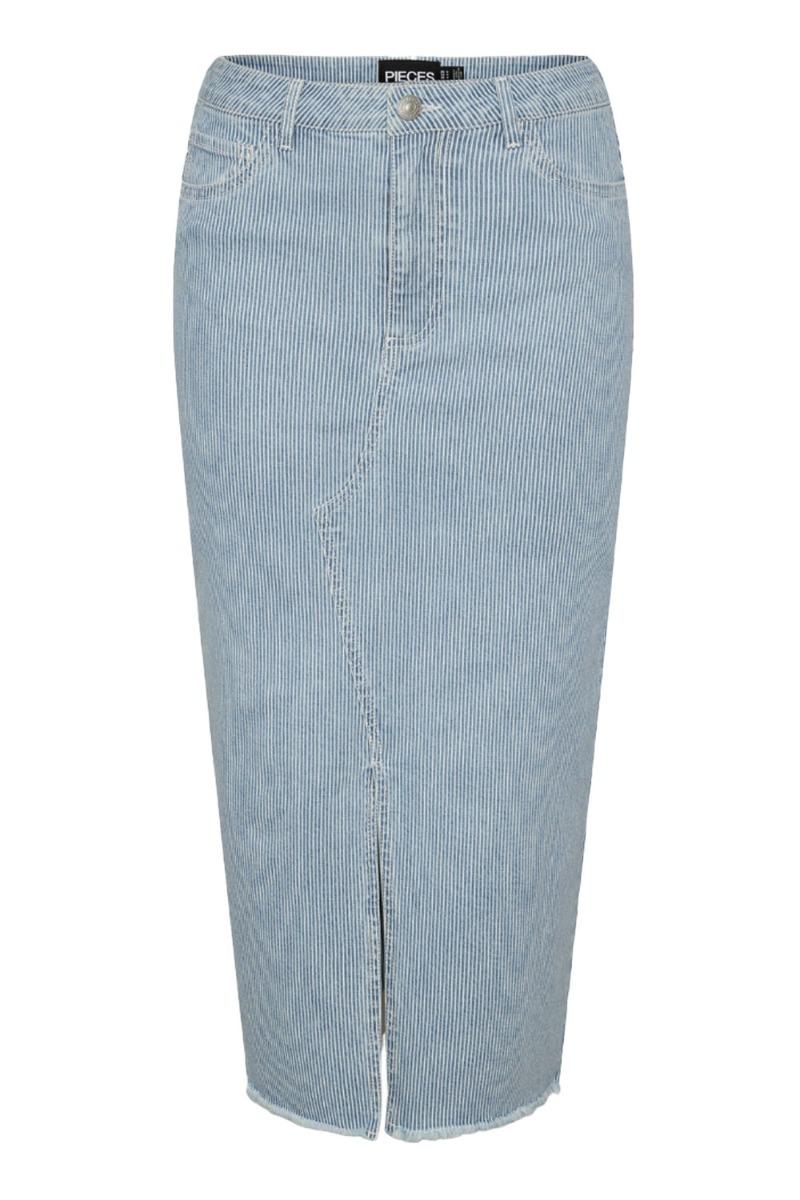 Nederdel   Pc Billo Hw Midi Skirt   Light Blue Denim fra Pieces