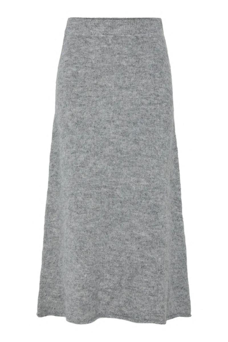 Nederdel   Pc Pam Hw Ank Knit Skirt   Dark Grey Melange fra Pieces
