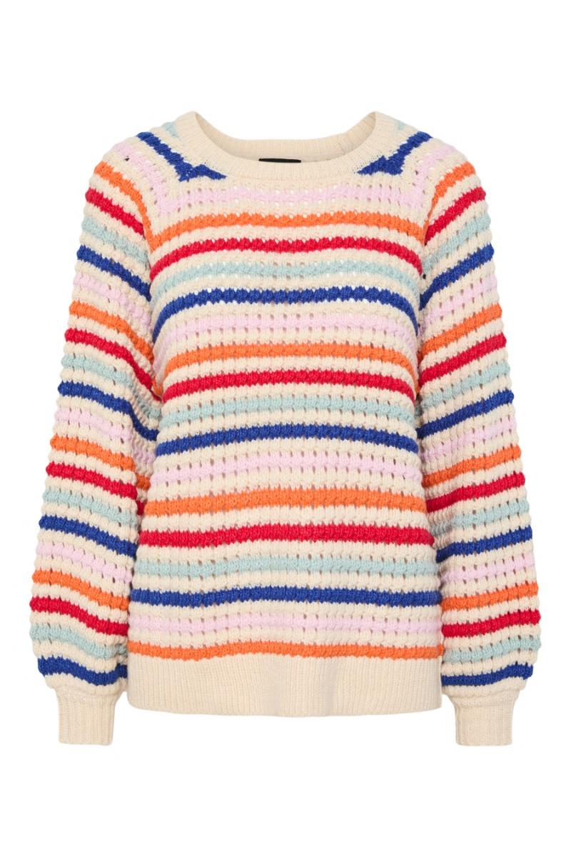 Strik Dosla Ls O Neck Knit Birch fra Pieces