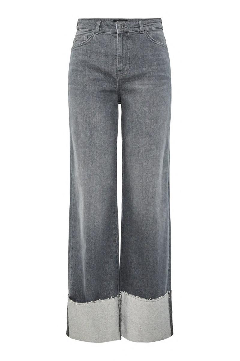Jeans   Pc Pil Hw Straight Fold Up Denim Jeans   Grey Denim fra Pieces
