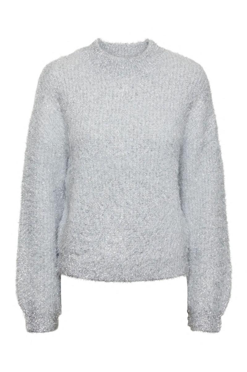 Strik   Pc Raga Ls O Neck Lurex Knit   Silver Colour fra Pieces