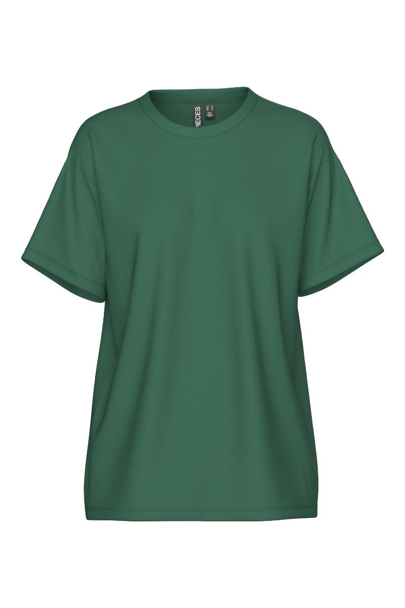 T Shirt   Pc Skylar Ss Oversized Tee   Hunter Green fra Pieces