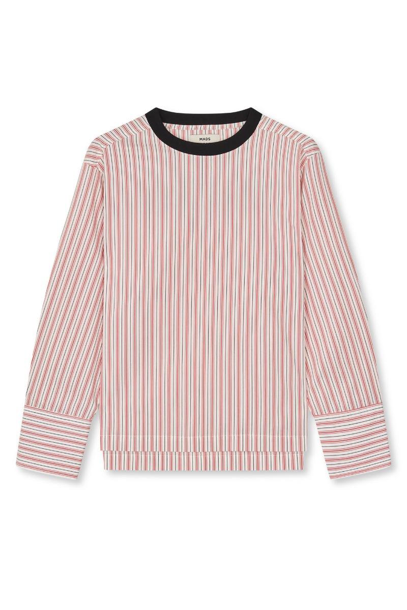 Top   Poplinda Lucy Top   Pinstripe Fiery Red fra Mads Nørgaard