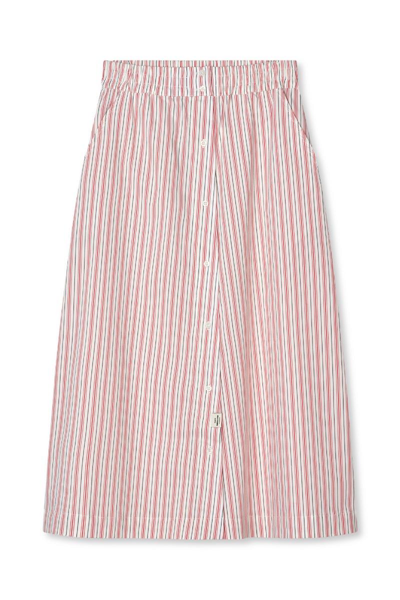 Nederdel   Poplinda Sindri Skirt   Pinstripe Fiery Red fra Mads Nørgaard