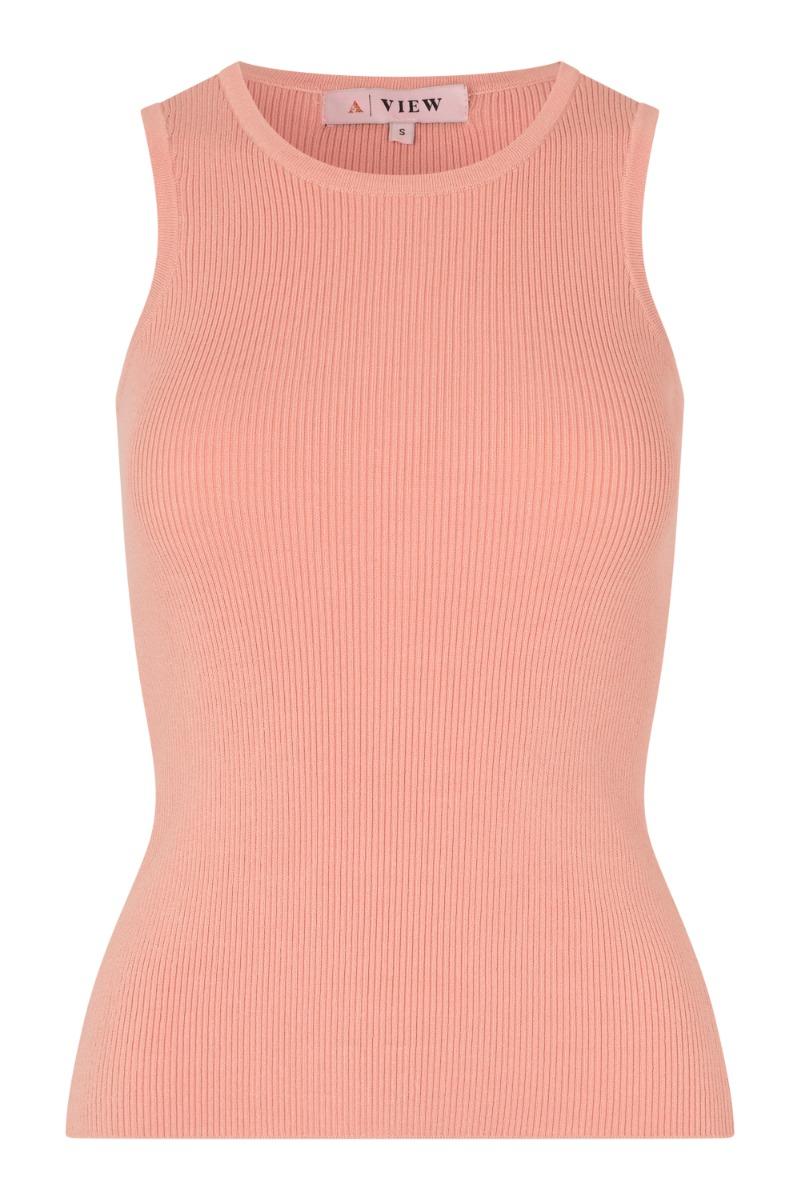 A View   Top   Rib Knit Tank Top   Peach fra A-view