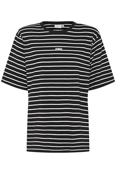 T Shirt   Samurillygz Striped Tee   Black White Stripe fra Gestuz