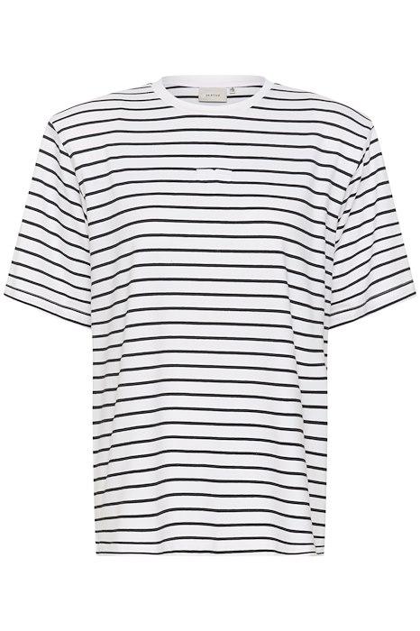 T Shirt   Samurillygz Striped Tee   White Black Stripe fra Gestuz