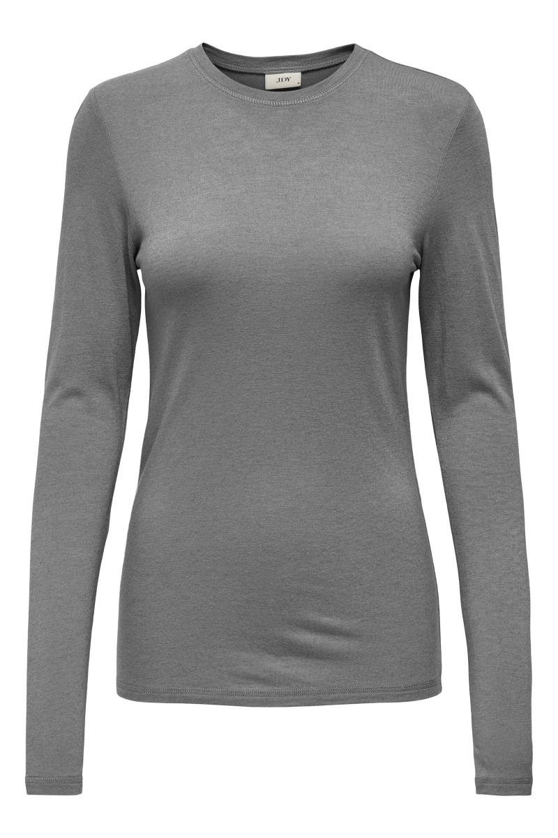 Bluse    Suma Woolblend L S Oneck Top Jrs   Light Grey Melange fra Jdy
