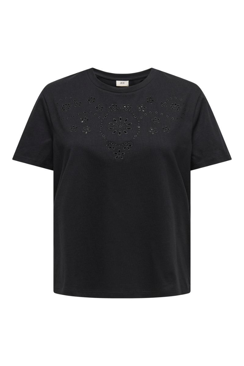 T Shirt   Cif S S Broderie Anglaise Top   Black fra Jdy