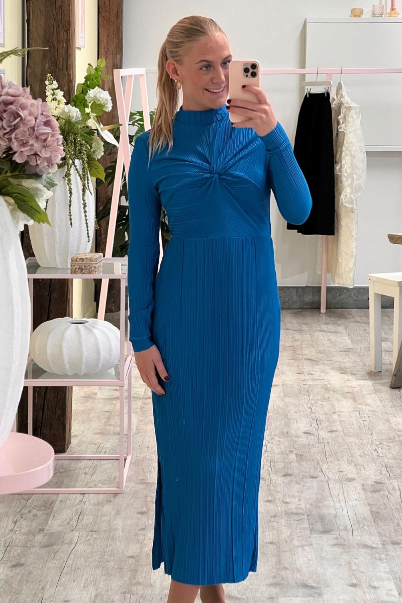 Y.a.s   Kjole    Olinda High Neck Ls Long Dress   Methyl Blue fra Yas