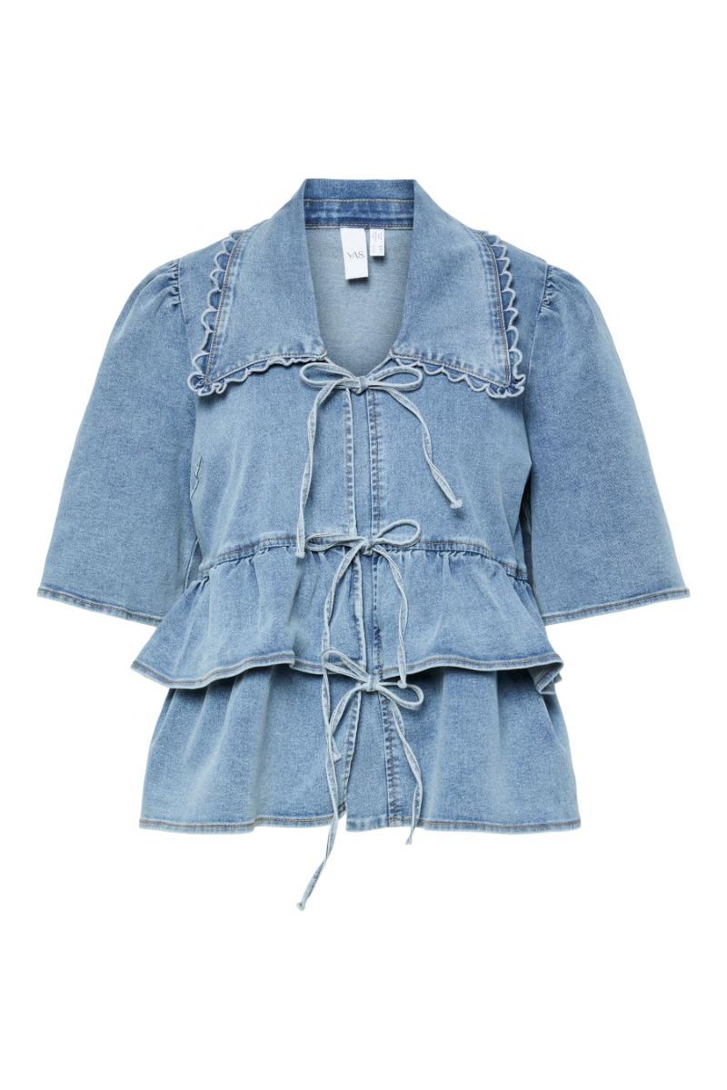 Y.a.s   Top   Scala Ss Denim Top   Light Blue Denim (levering Start April) fra Yas