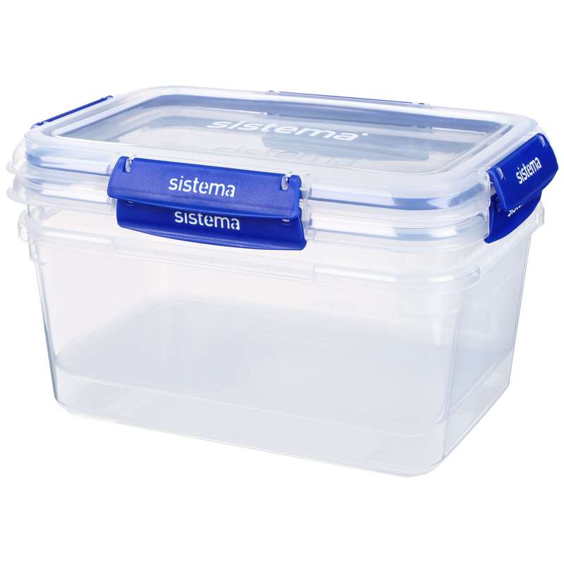 Madopbevaring   Klip It Plus   Rectangle   2 Pak   3.35l   Blå fra Sistema