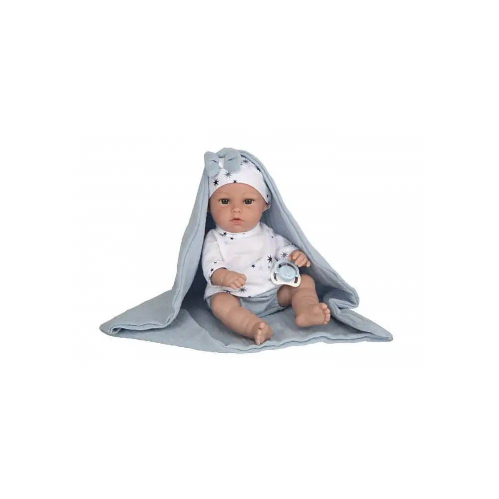 Dukke Elegance Nia 33 Cm M. Dusty Blå Tæppe fra Arias