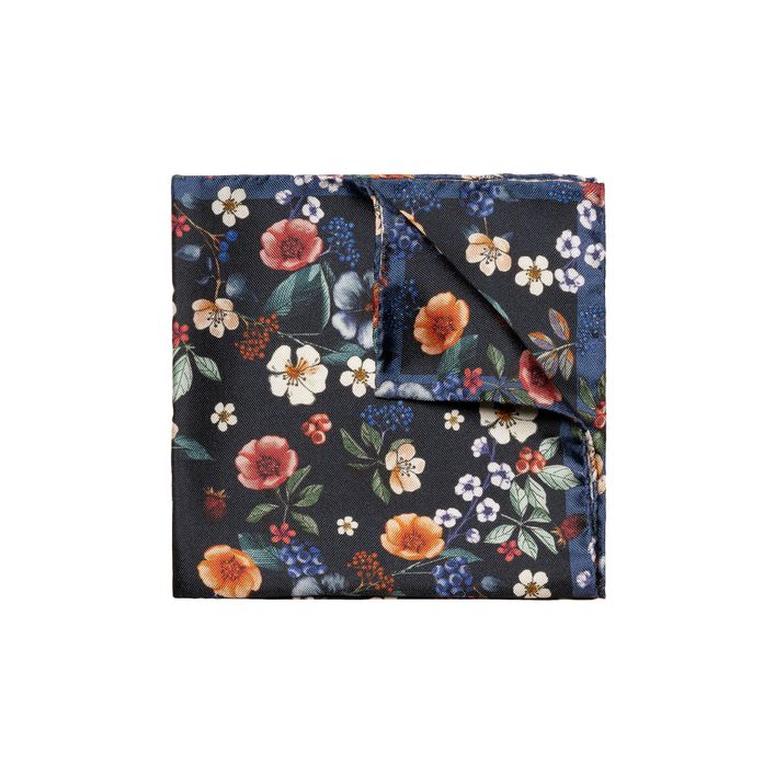 Floral Silk Twill Pocket Square   Elegant Floral Pattern Printed. fra Eton