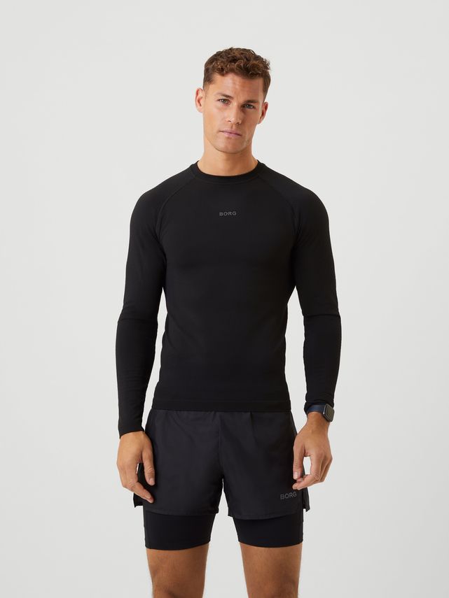Borg Running Seamless Ls T Shirt, Black Beauty fra Björn Borg