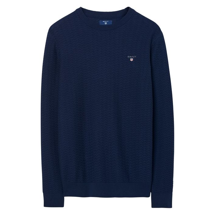 O2. Herringbone Texture Crew fra Gant