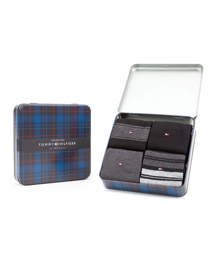 Th Men Sock 4p Stripe Tin Gift fra Tommy Hilfiger