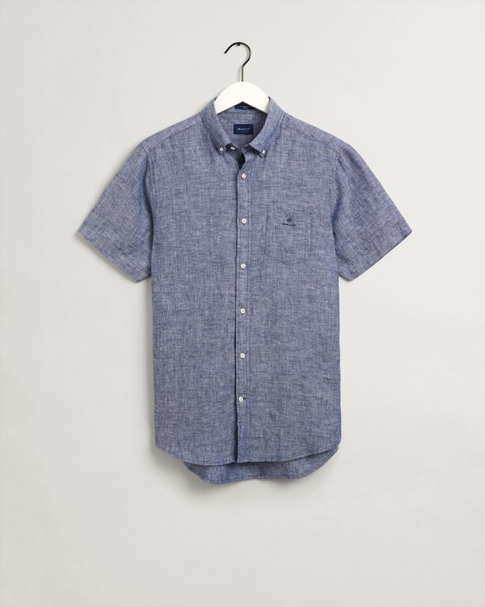 The Linen Shirt Reg Ss  Bd Cap fra Gant