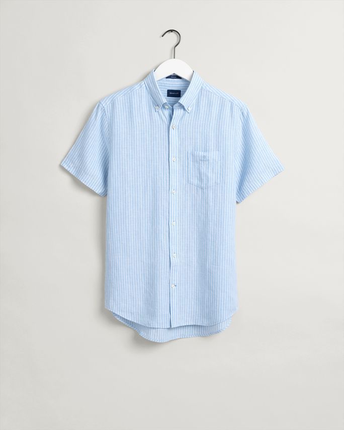 The Linen Stripe Reg Ss Bd Per fra Gant