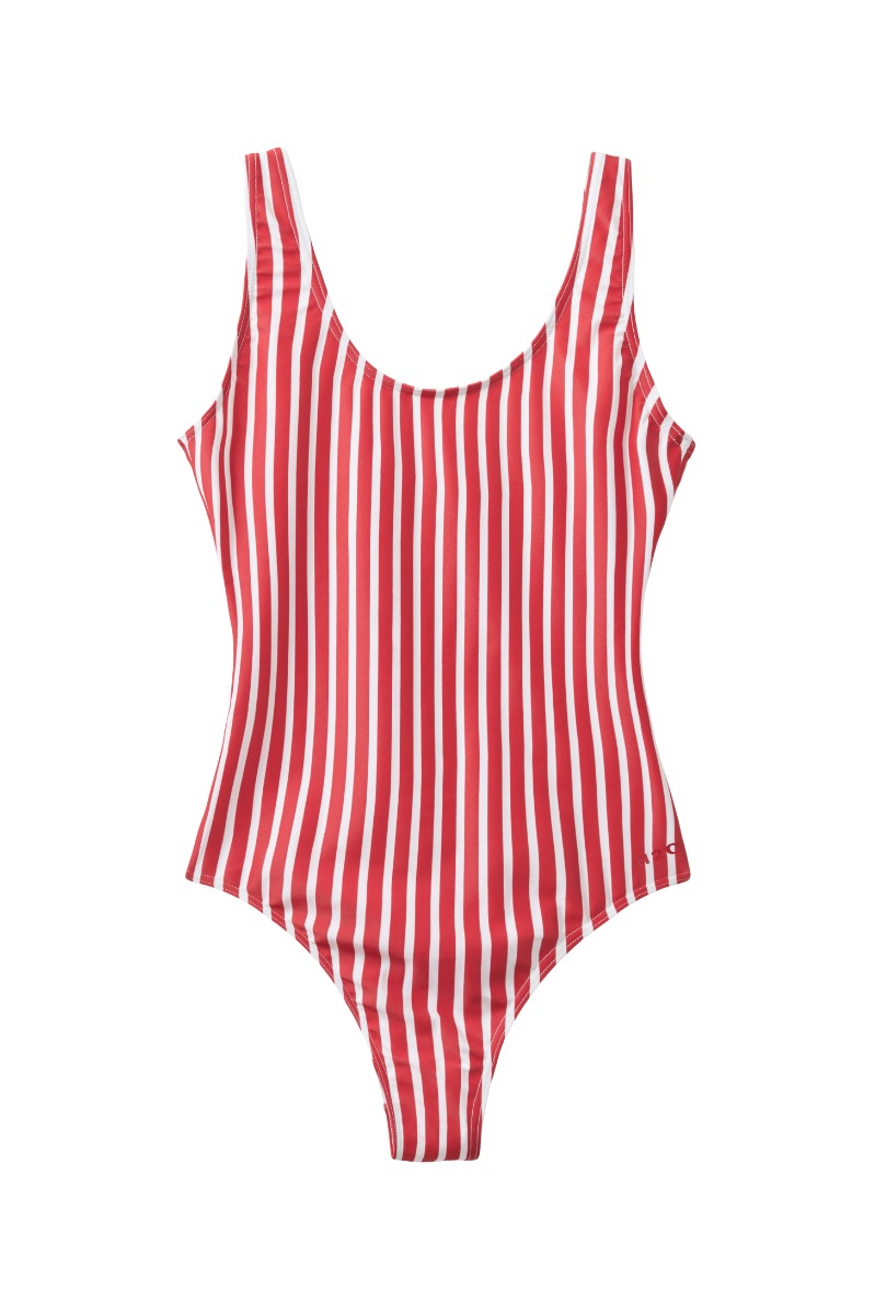 Badedragt   Stripe Swim Suit   Red fra H2o