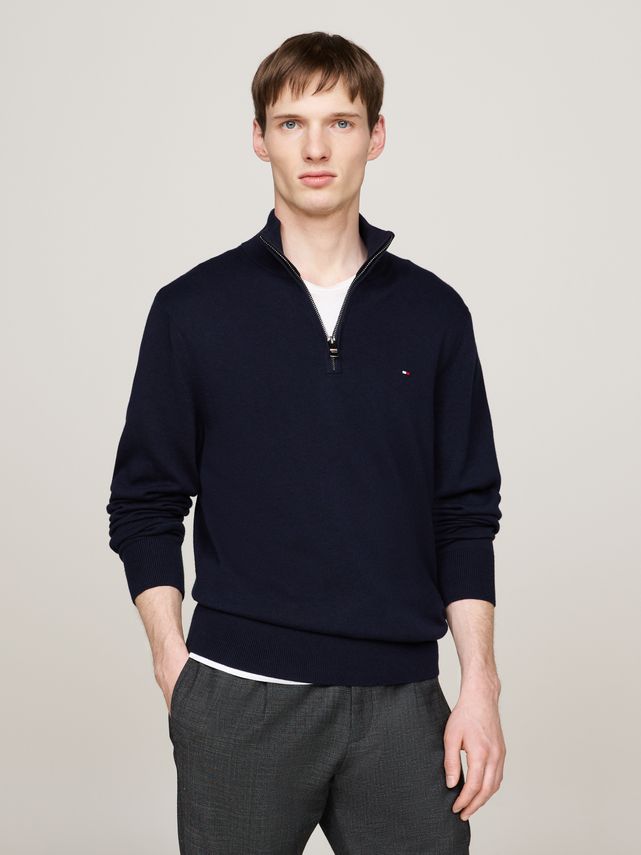 Pima Org Ctn Cashmere Zip Mock fra Tommy Hilfiger