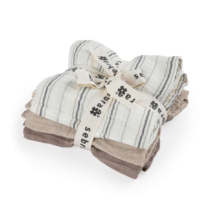 Stofbleer   3 Stk.   Cream Stripe   Beige fra Sebra