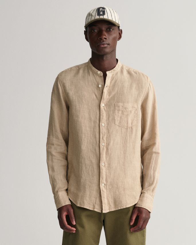 Reg Ut Gmnt Dyed Linen Band Shirt fra Gant
