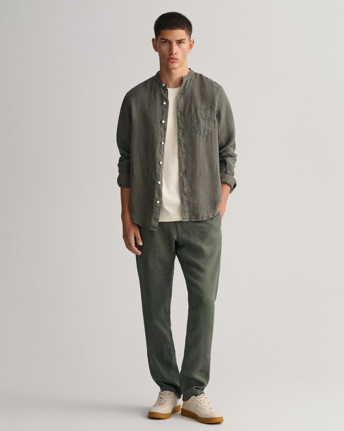 Reg Ut Gmnt Dyed Linen Band Shirt fra Gant