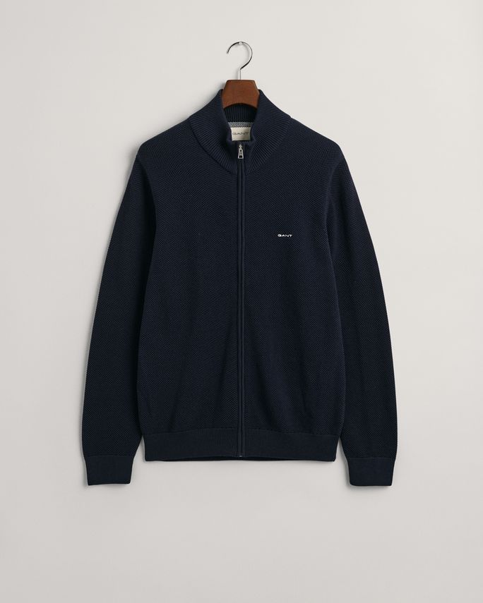 Cotton Pique Zip Cardigan fra Gant