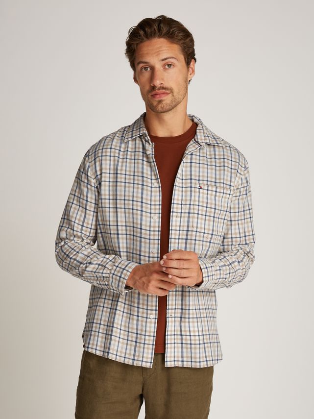 Brushed Linen Gingham Rf Shirt fra Tommy Hilfiger