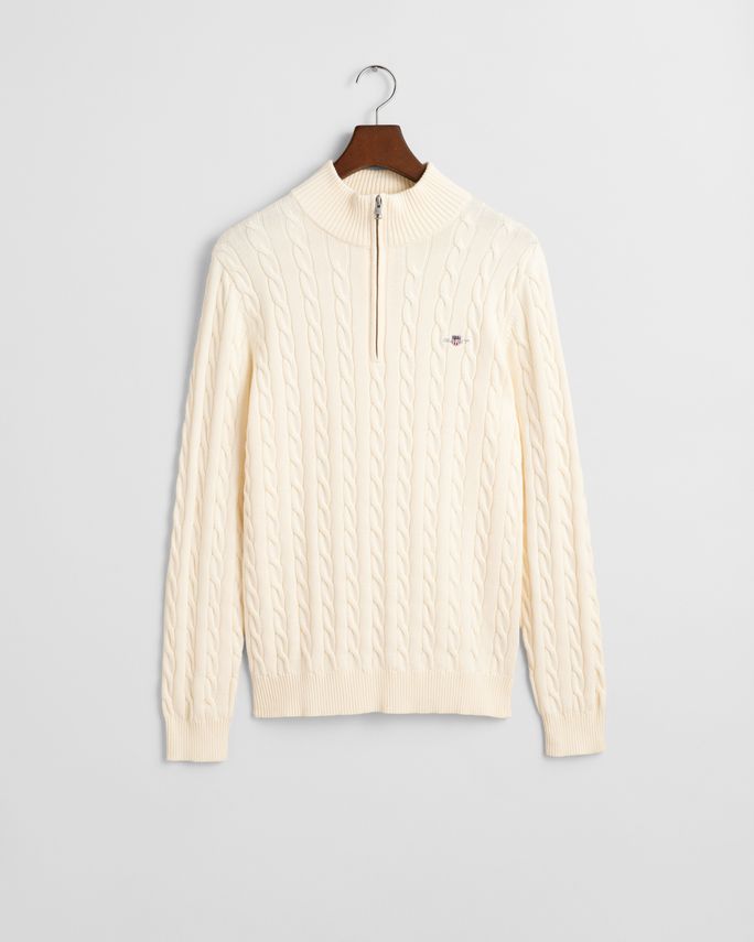 Cotton Cable Half Zip fra Gant