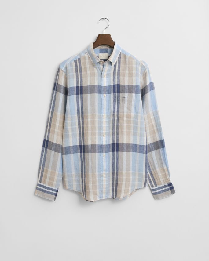 Reg Linen Madras Shirt fra Gant