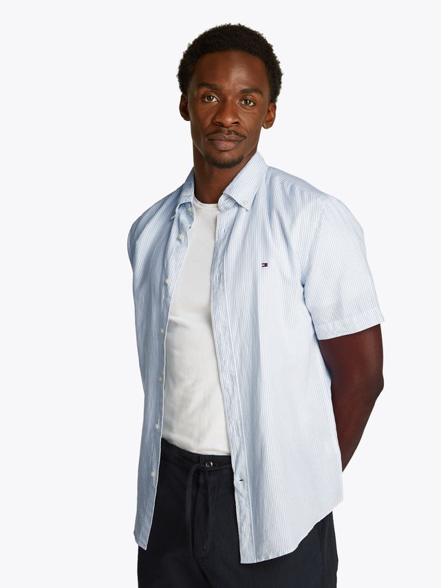 Cotton Linen Ess Stp Rf Ss Shirt fra Tommy Hilfiger