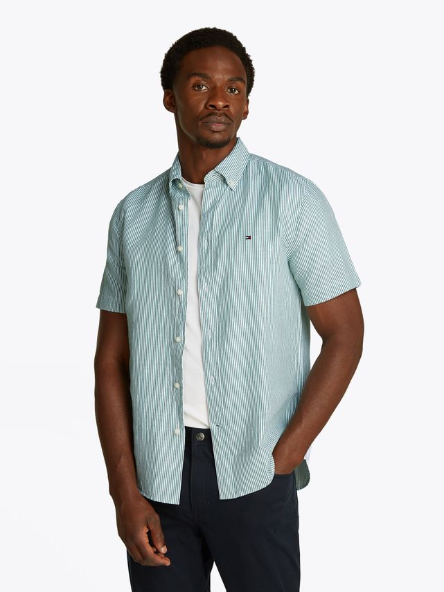 Cotton Linen Ess Stp Rf Ss Shirt fra Tommy Hilfiger