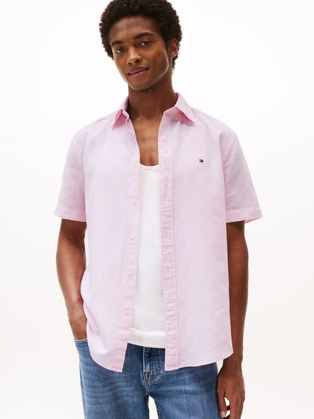 Cotton Linen Ess Stp Rf Ss Shirt fra Tommy Hilfiger