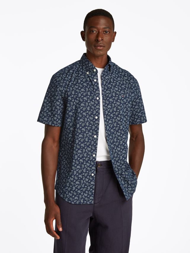Cotton Linen Paisley Rf Ss Shirt fra Tommy Hilfiger