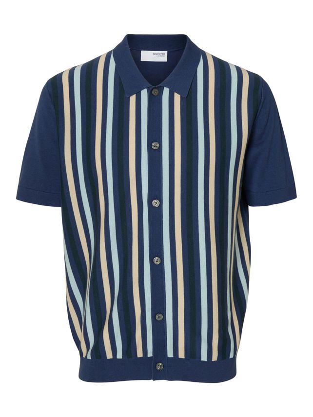 Slhmattis Ss Knit Stripe Polo Cardi fra Selected