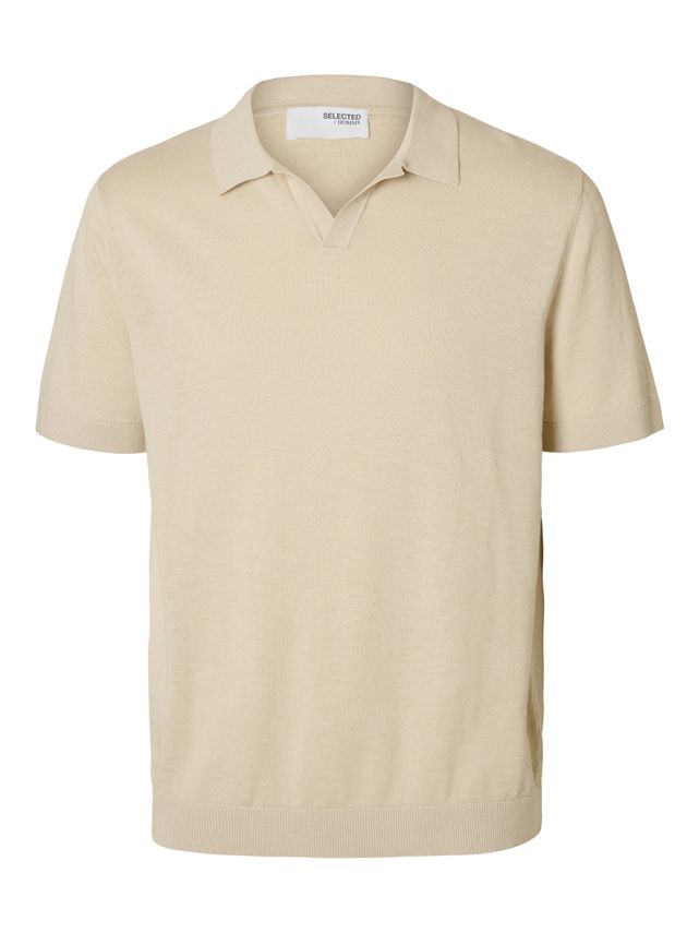 Slhmattis Ss Linen Blend Open Polo fra Selected