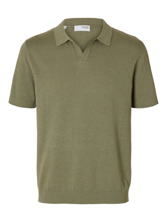 Slhmattis Ss Linen Blend Open Polo fra Selected