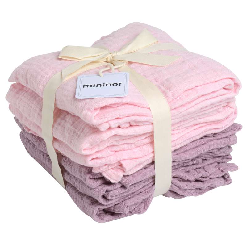 økologiske Stofbleer   Forvaskede   6 Stk.   Rosa Lilla fra Mininor