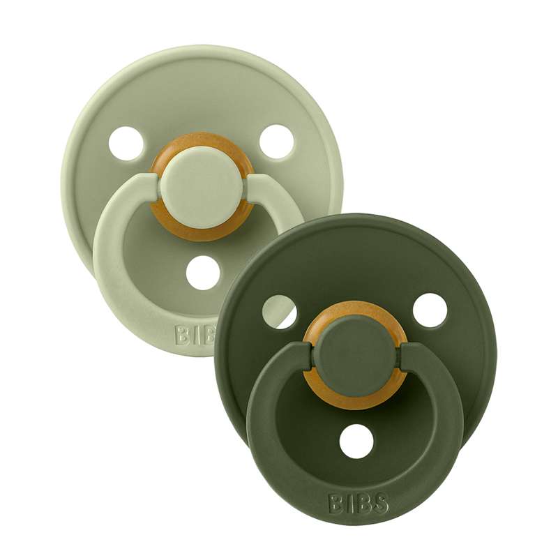 Anatomisk Colour Sut   2 Pak   Str. 1   Naturgummi   Sage Hunter Green fra Bibs