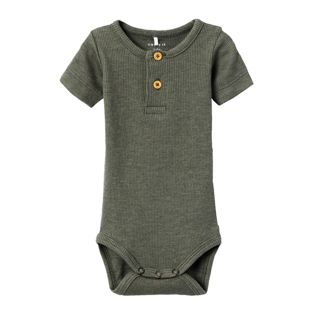 Modal Body Kortærmet Kab Dusty Olive Melange fra Name It