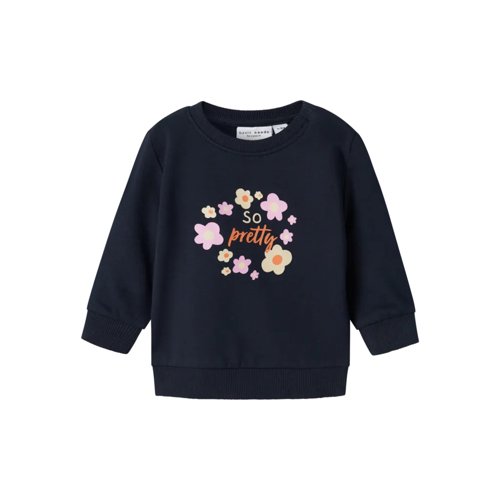 Baby Sweatshirt Vrillie Dark Sapphire Flowers fra Name It