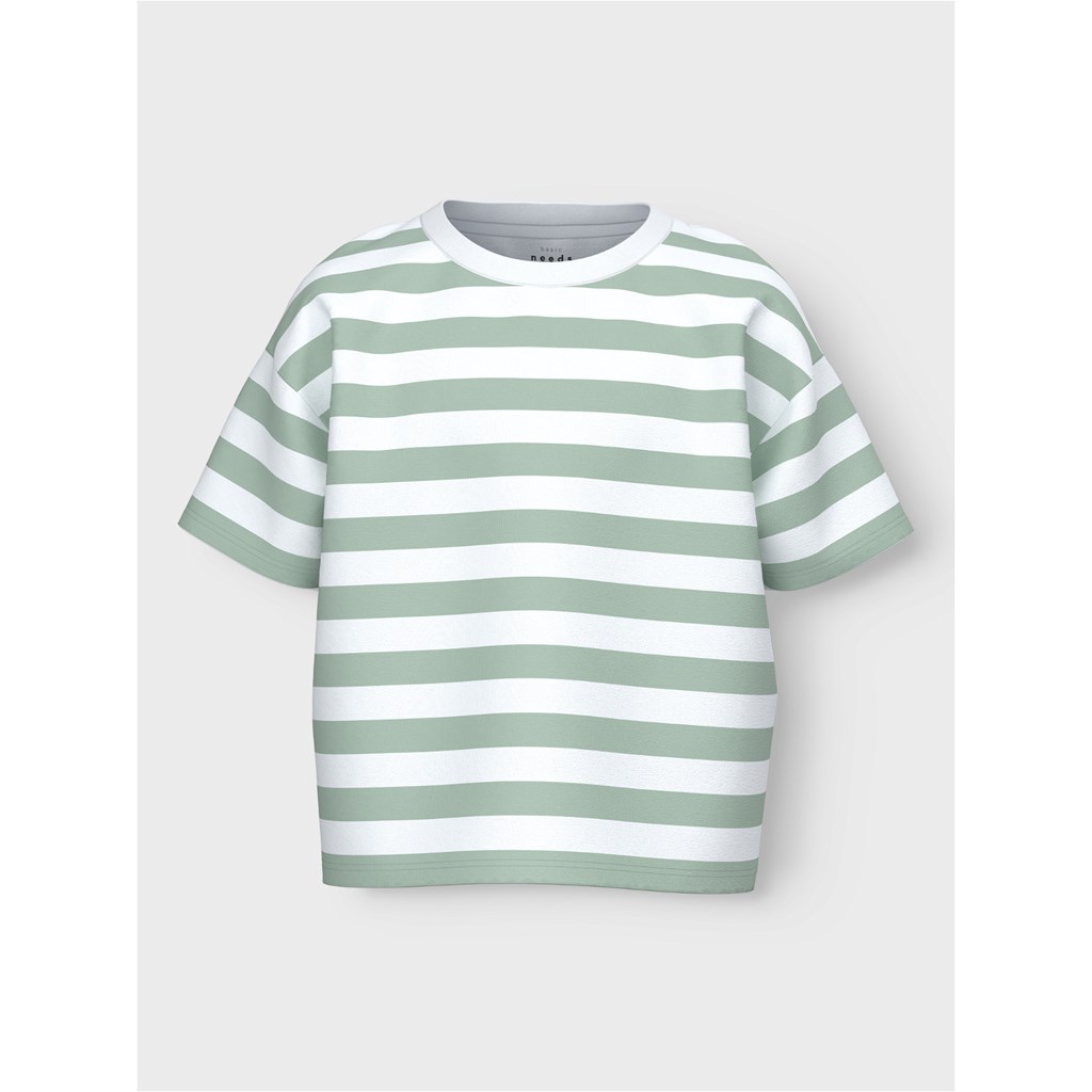 Stribet T Shirt Vitanni Silt Green fra Name It