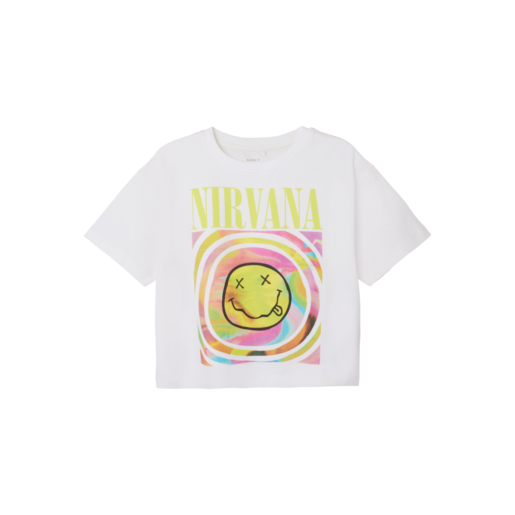Boxy Nirvana T Shirt Faxa Bright White fra Name It
