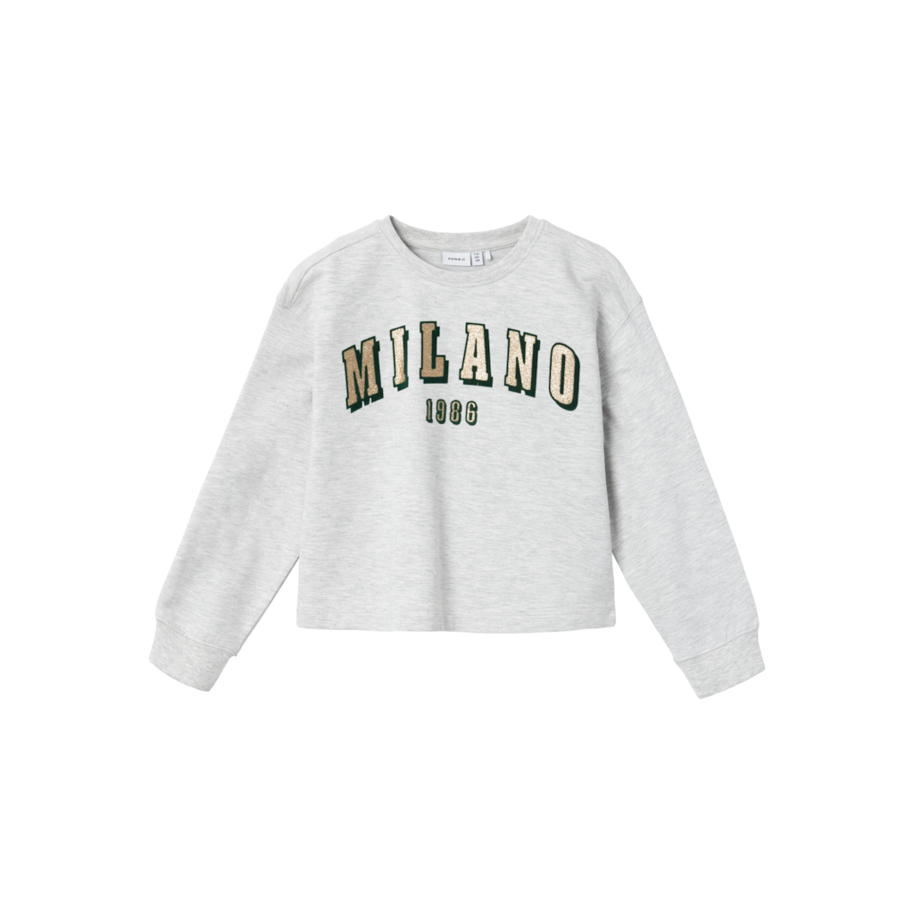 Kort Sweatshirt Losefine Light Grey Melange fra Name It