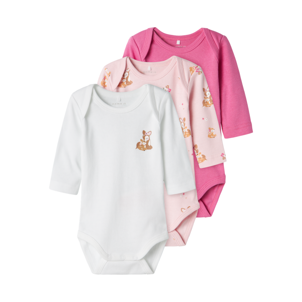 3 Pak Body Langærmet Ibis Rose fra Name It