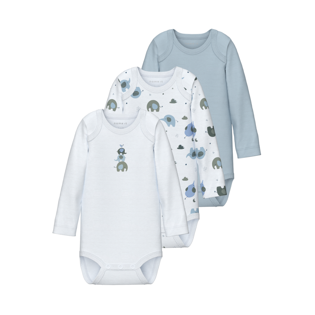3 Pak Body Langærmet Baby Blue fra Name It